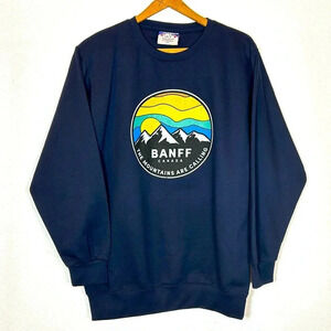 Banff Crew Neck Hoodie Sweater Canada Outdoors Small Walk Hike Yoga Cozy Warm